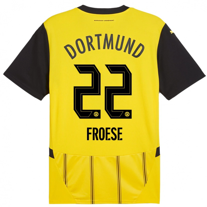 Danxen Pánské Julien Froese #22 Žlutá Černá Domů Hráčské Dresy 2024/25 Dres