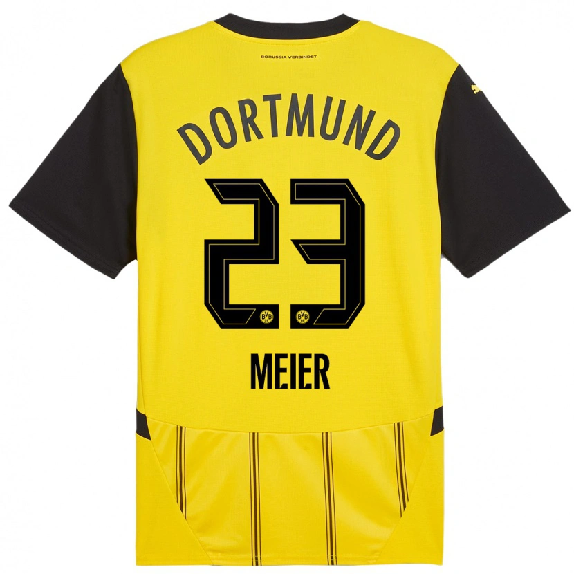 Danxen Pánské Maximilian Meier #23 Žlutá Černá Domů Hráčské Dresy 2024/25 Dres