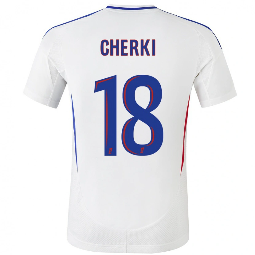 Danxen Pánské Rayan Cherki #18 Bílá Modrá Domů Hráčské Dresy 2024/25 Dres