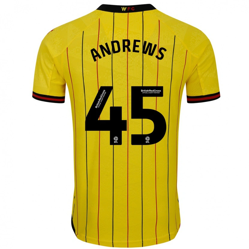 Danxen Pánské Ryan Andrews #45 Žlutá Černá Domů Hráčské Dresy 2024/25 Dres
