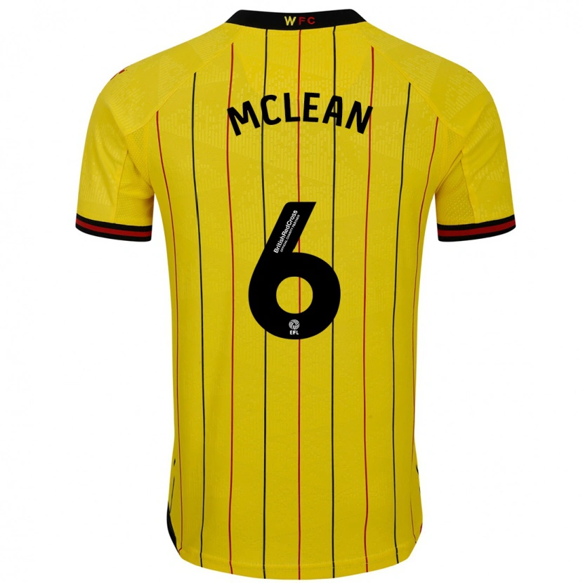 Danxen Pánské Sophie Mclean #6 Žlutá Černá Domů Hráčské Dresy 2024/25 Dres