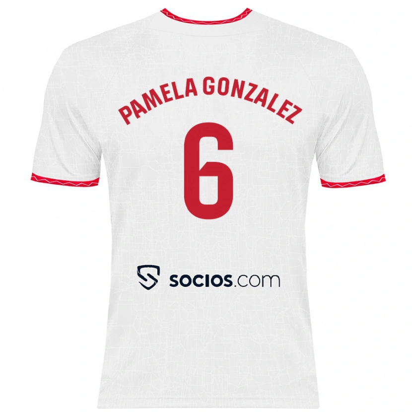 Danxen Pánské Cinthia Pamela González Medina #6 Bílá Červená Domů Hráčské Dresy 2024/25 Dres