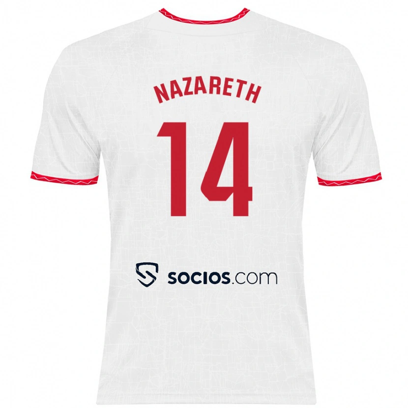 Danxen Pánské Nazaret Martín #14 Bílá Červená Domů Hráčské Dresy 2024/25 Dres