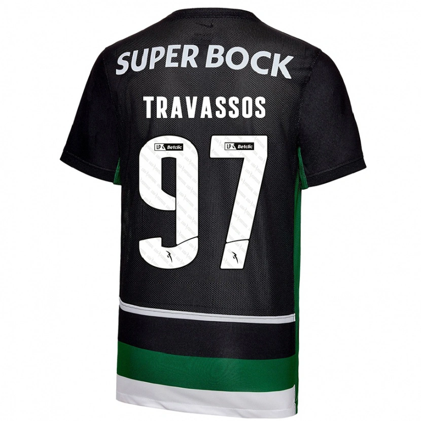 Danxen Pánské Travassos #97 Černá Bílá Zelená Domů Hráčské Dresy 2024/25 Dres