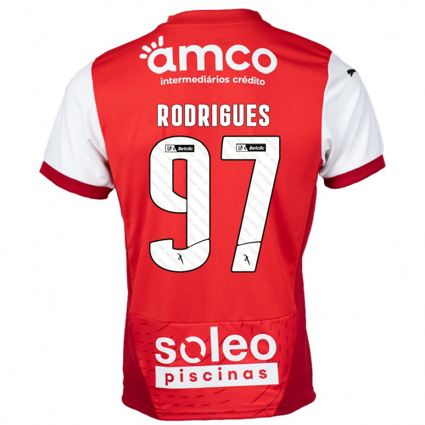 Danxen Pánské Dinis Rodrigues #97 Červená Bílá Domů Hráčské Dresy 2024/25 Dres