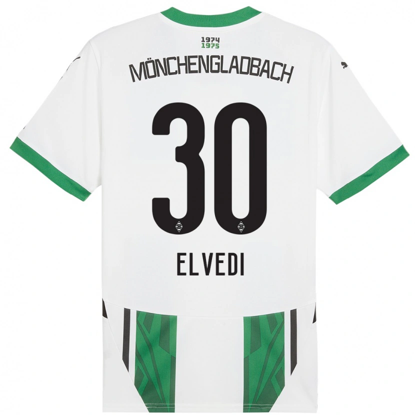 Danxen Pánské Nico Elvedi #30 Bílá Zelená Domů Hráčské Dresy 2024/25 Dres