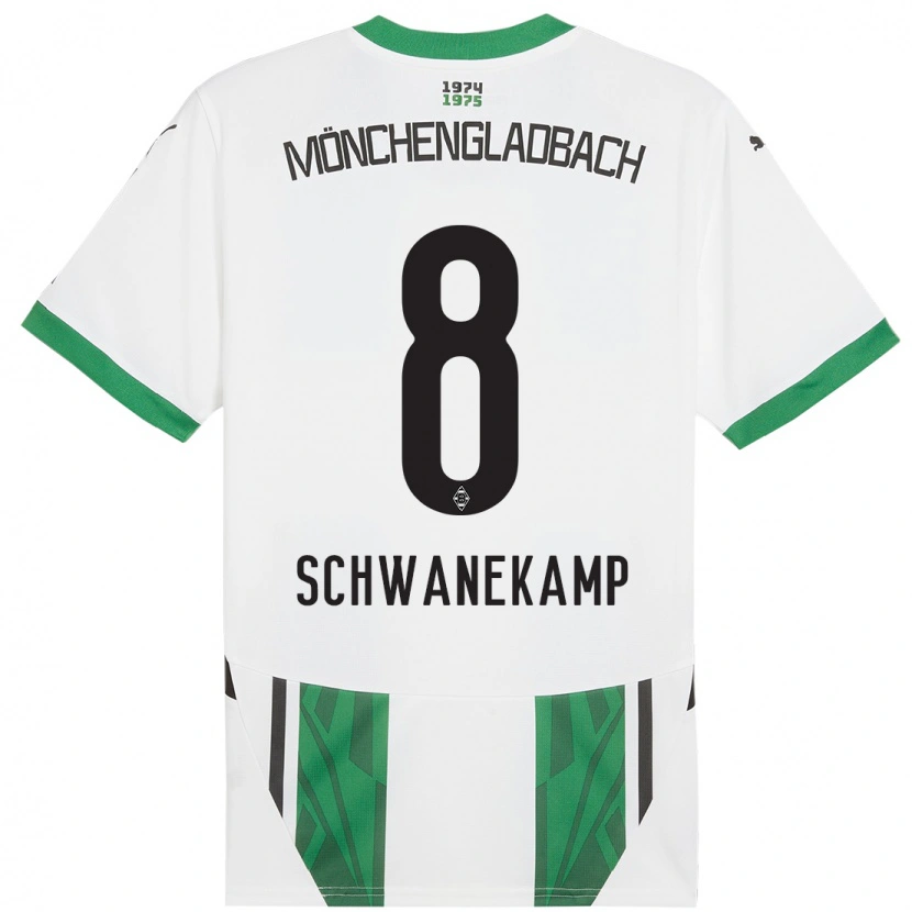 Danxen Pánské Jana Schwanekamp #8 Bílá Zelená Domů Hráčské Dresy 2024/25 Dres