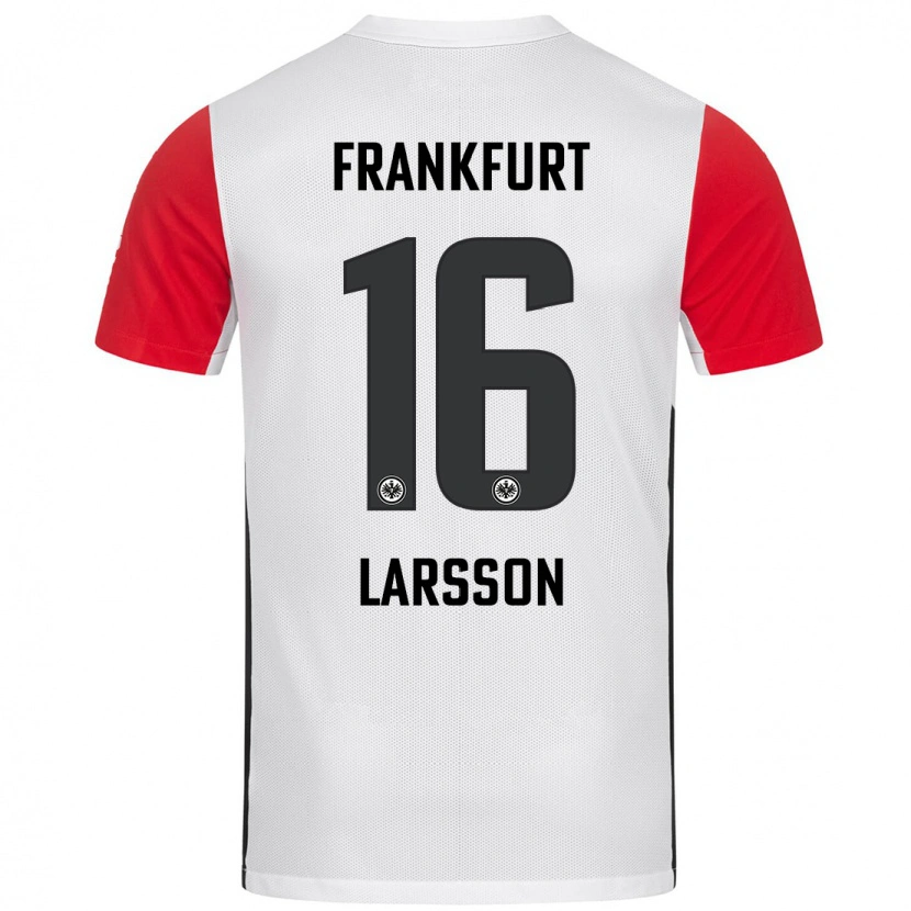 Danxen Pánské Hugo Larsson #16 Bílá Červená Domů Hráčské Dresy 2024/25 Dres