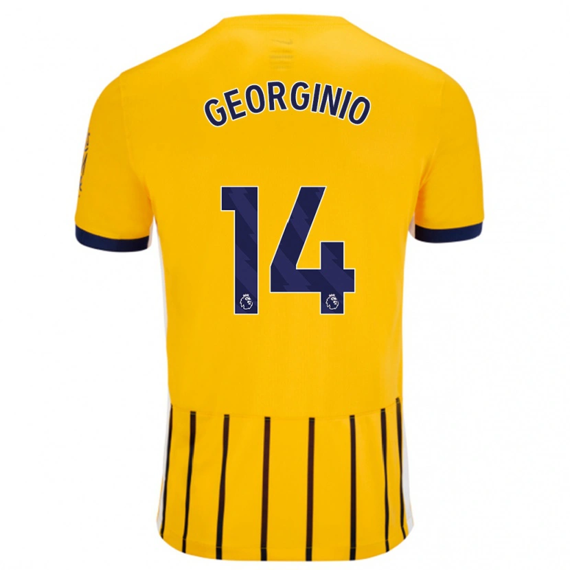 Danxen Pánské Georginio Rutter #14 Zlaté Modré Proužky Daleko Hráčské Dresy 2024/25 Dres