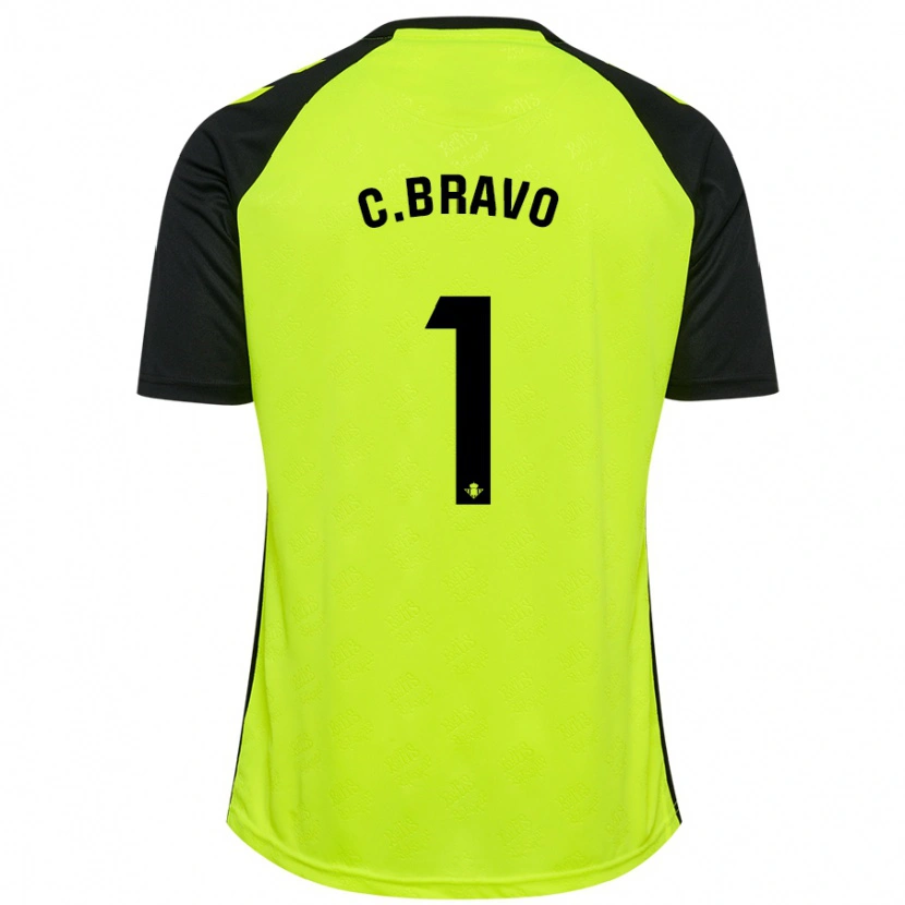 Danxen Pánské Claudio Bravo #1 Fluorescenční Žlutá Černá Daleko Hráčské Dresy 2024/25 Dres