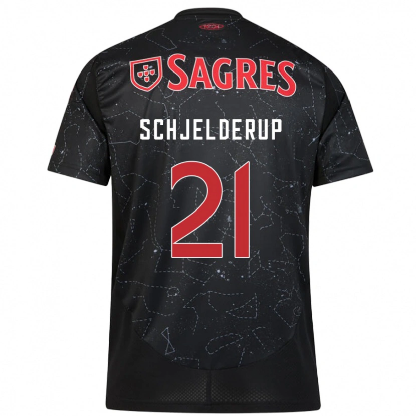 Danxen Pánské Andreas Schjelderup #21 Černá Červená Daleko Hráčské Dresy 2024/25 Dres