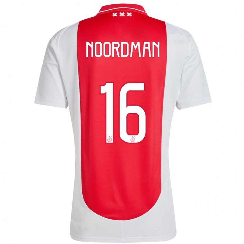 Danxen Dámské Danique Noordman #16 Červená Bílá Domů Hráčské Dresy 2024/25 Dres