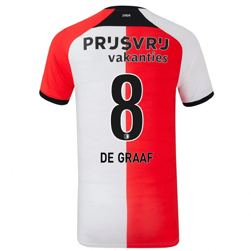 Danxen Dámské Esmee De Graaf #8 Červená Bílá Domů Hráčské Dresy 2024/25 Dres