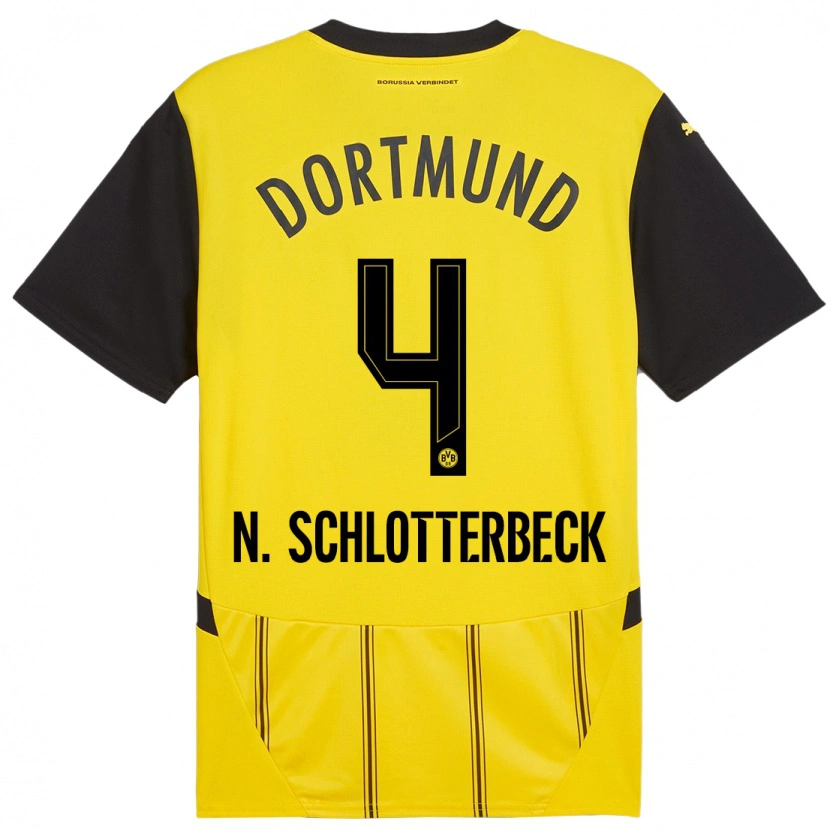 Danxen Dámské Nico Schlotterbeck #4 Žlutá Černá Domů Hráčské Dresy 2024/25 Dres