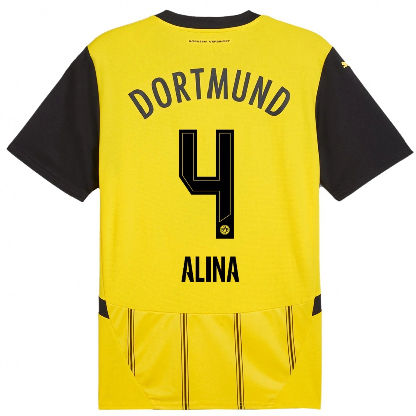 Danxen Dámské Grijseels Alina #4 Žlutá Černá Domů Hráčské Dresy 2024/25 Dres