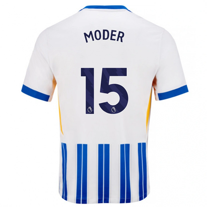 Danxen Dámské Jakub Moder #15 Bílé Modré Proužky Domů Hráčské Dresy 2024/25 Dres