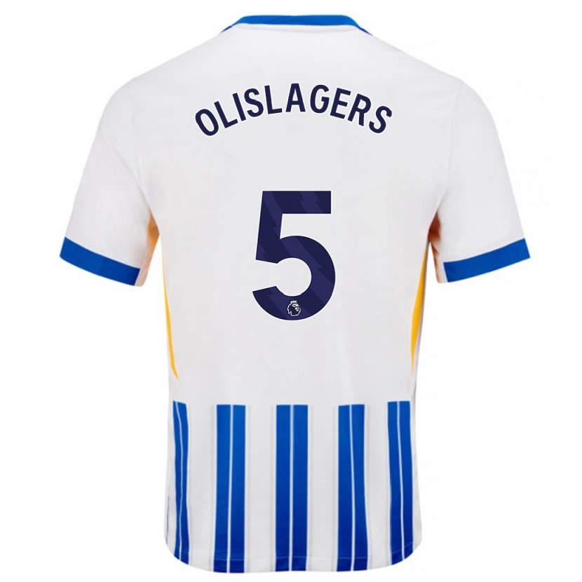 Danxen Dámské Marisa Olislagers #5 Bílé Modré Proužky Domů Hráčské Dresy 2024/25 Dres