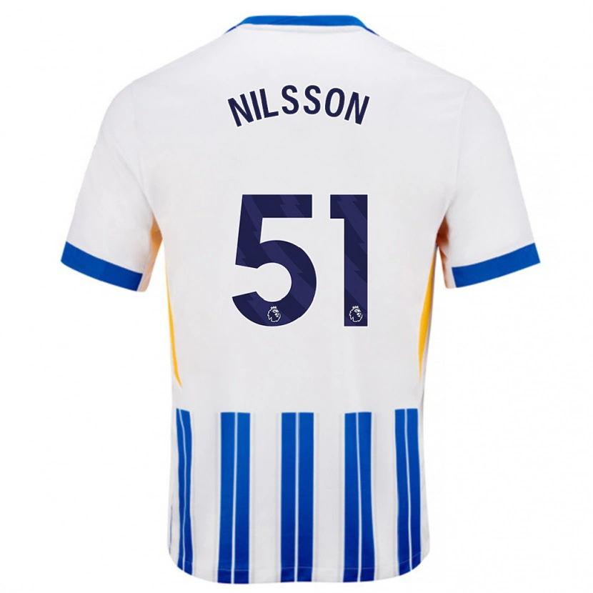 Danxen Dámské Casper Nilsson #51 Bílé Modré Proužky Domů Hráčské Dresy 2024/25 Dres