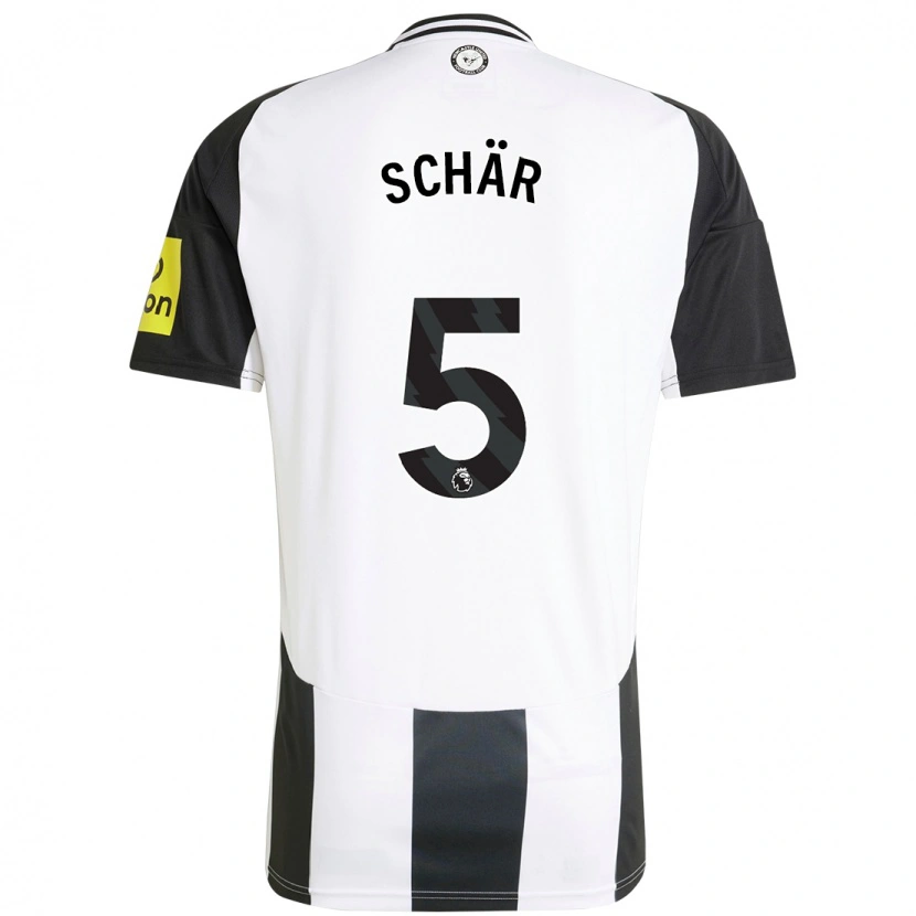 Danxen Dámské Fabian Schär #5 Bílá Černá Domů Hráčské Dresy 2024/25 Dres
