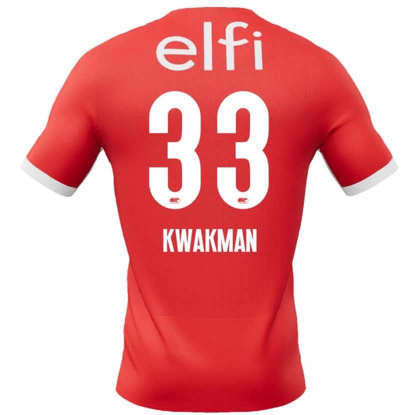 Danxen Dámské Dave Kwakman #33 Červená Bílá Domů Hráčské Dresy 2024/25 Dres