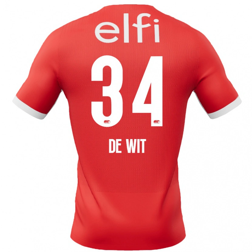 Danxen Dámské Mees De Wit #34 Červená Bílá Domů Hráčské Dresy 2024/25 Dres