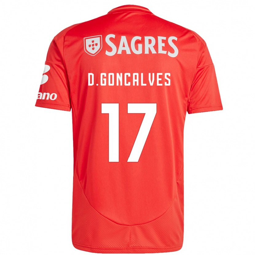 Danxen Dámské Diogo Goncalves #17 Červená Bílá Domů Hráčské Dresy 2024/25 Dres