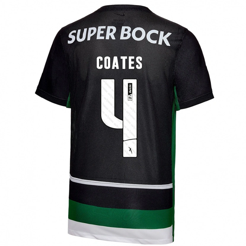 Danxen Dámské Sebastián Coates #4 Černá Bílá Zelená Domů Hráčské Dresy 2024/25 Dres