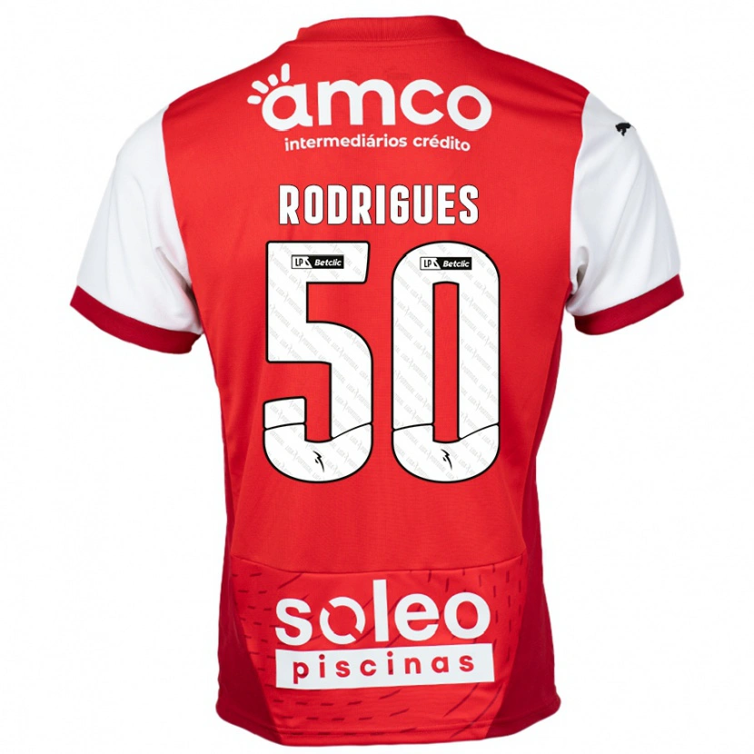 Danxen Dámské Diego Rodrigues #50 Červená Bílá Domů Hráčské Dresy 2024/25 Dres