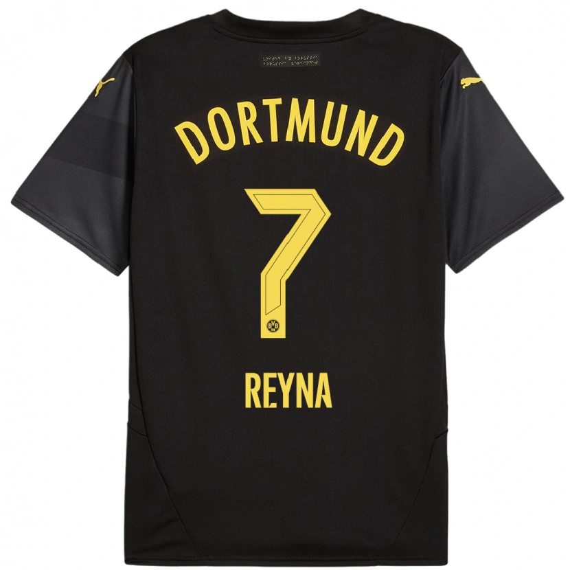 Danxen Dámské Giovanni Reyna #7 Černá Žlutá Daleko Hráčské Dresy 2024/25 Dres