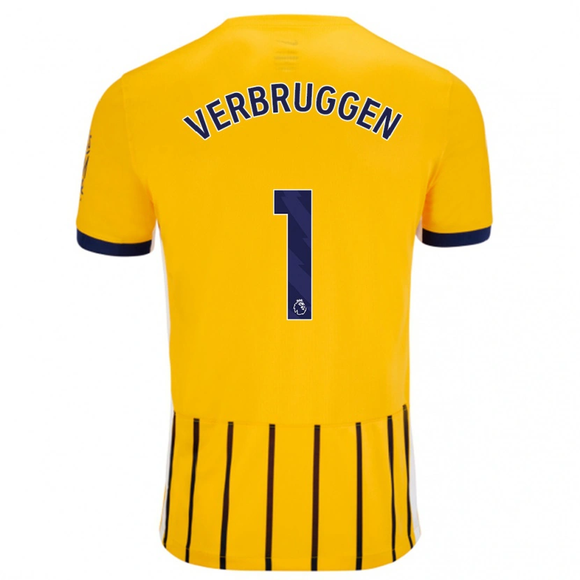 Danxen Dámské Bart Verbruggen #1 Zlaté Modré Proužky Daleko Hráčské Dresy 2024/25 Dres