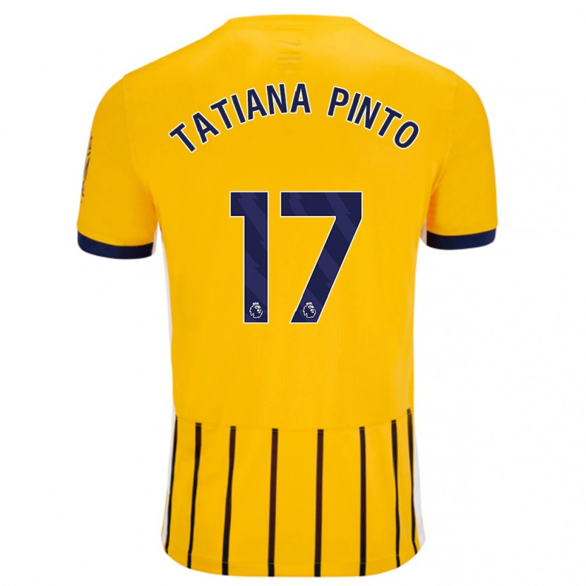 Danxen Dámské Tatiana Vanessa Ferreira Pinto #17 Zlaté Modré Proužky Daleko Hráčské Dresy 2024/25 Dres