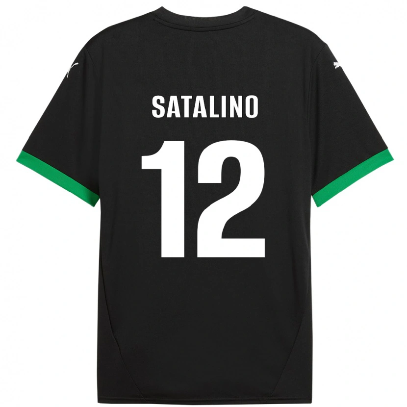 Danxen Dětské Giacomo Satalino #12 Černá Tmavě Zelená Domů Hráčské Dresy 2024/25 Dres