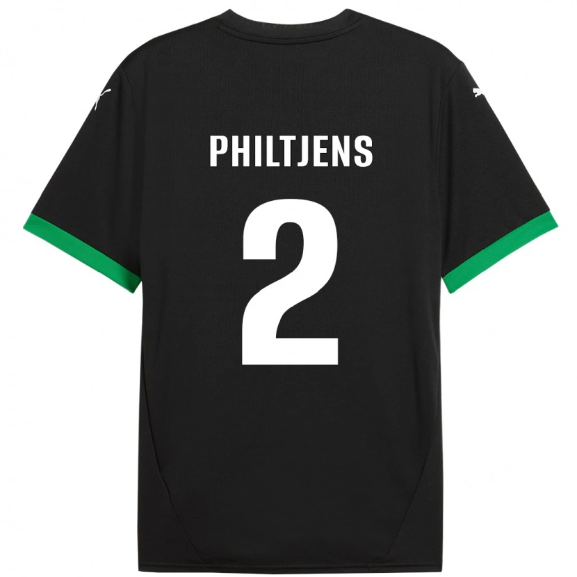 Danxen Dětské Davina Philtjens #2 Černá Tmavě Zelená Domů Hráčské Dresy 2024/25 Dres