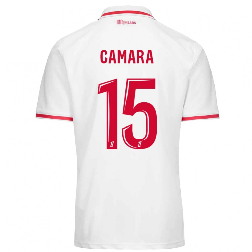 Danxen Dětské Lamine Camara #15 Bílá Červená Domů Hráčské Dresy 2024/25 Dres