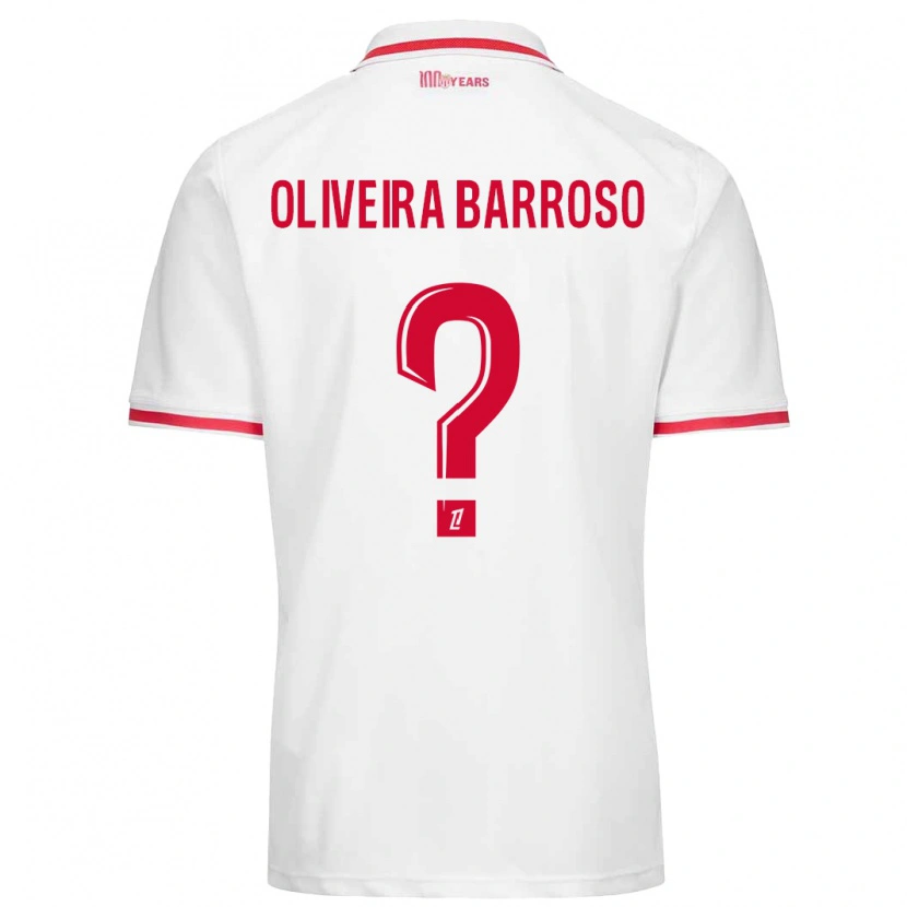 Danxen Dětské Mickael Oliveira Barroso #0 Bílá Červená Domů Hráčské Dresy 2024/25 Dres