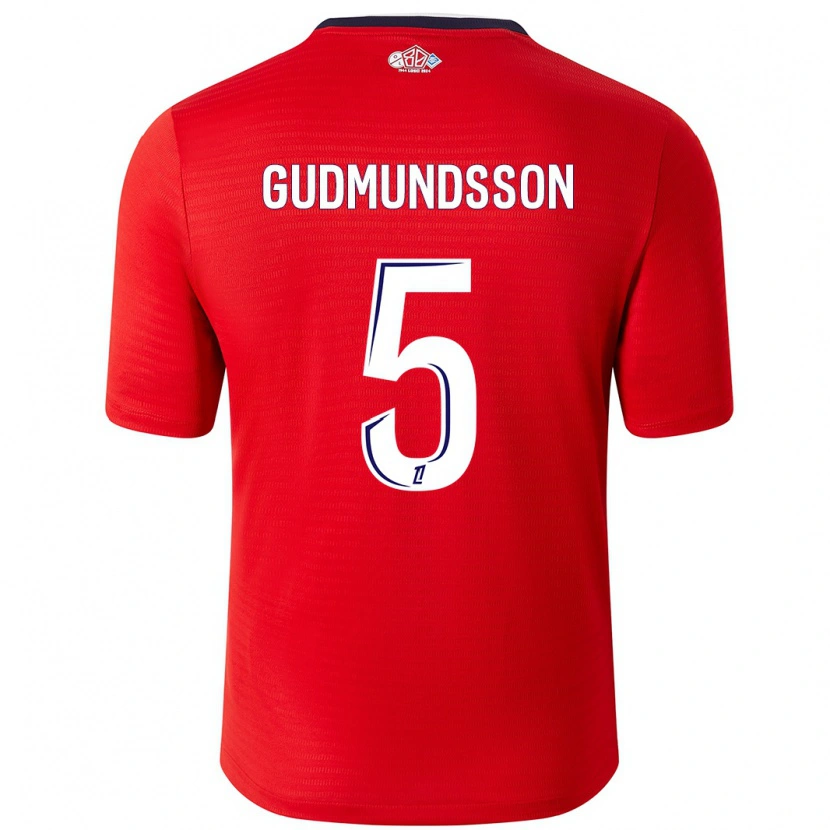 Danxen Dětské Gabriel Gudmundsson #5 Červená Bílá Domů Hráčské Dresy 2024/25 Dres