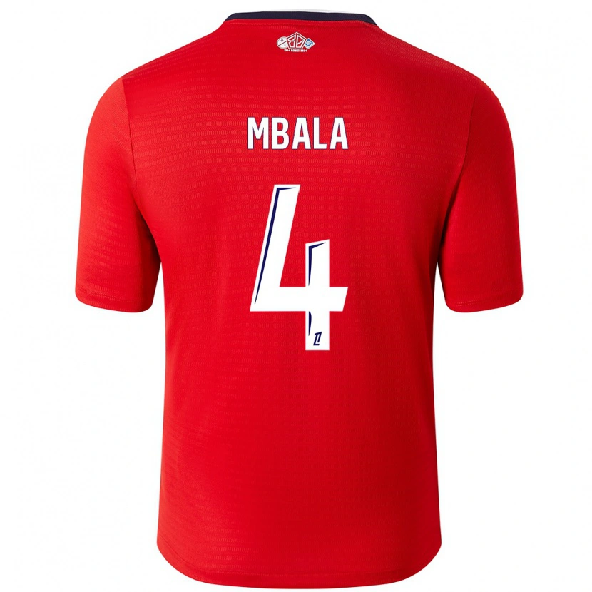Danxen Dětské Olivia Mbala #4 Červená Bílá Domů Hráčské Dresy 2024/25 Dres