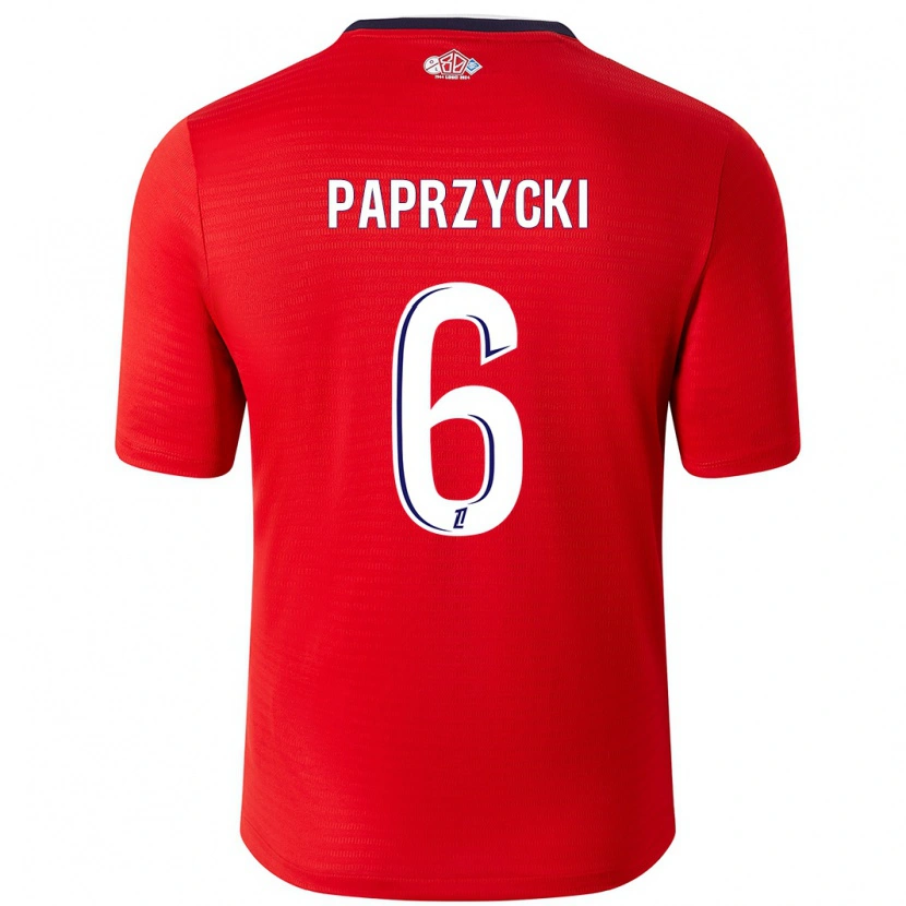 Danxen Dětské Aurore Paprzycki #6 Červená Bílá Domů Hráčské Dresy 2024/25 Dres