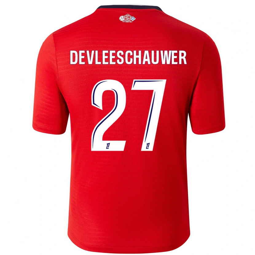 Danxen Dětské Gwenaëlle Devleeschauwer #27 Červená Bílá Domů Hráčské Dresy 2024/25 Dres
