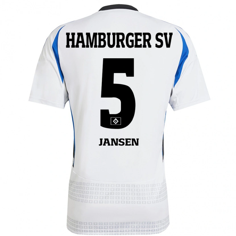 Danxen Dětské Marcell Jansen #5 Bílá Modrá Domů Hráčské Dresy 2024/25 Dres