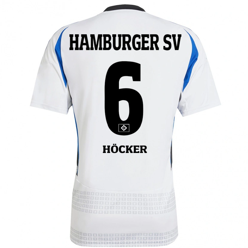 Danxen Dětské Tiziano Höcker #6 Bílá Modrá Domů Hráčské Dresy 2024/25 Dres