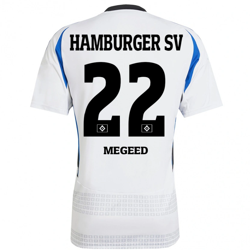 Danxen Dětské Omar Megeed #22 Bílá Modrá Domů Hráčské Dresy 2024/25 Dres