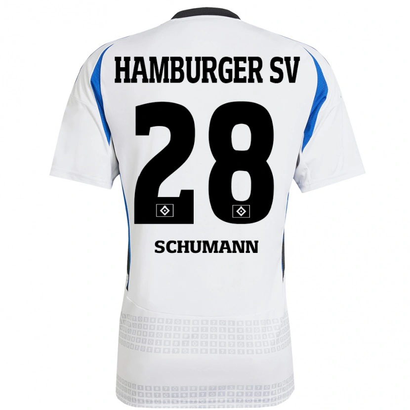 Danxen Dětské Henri Schümann #28 Bílá Modrá Domů Hráčské Dresy 2024/25 Dres