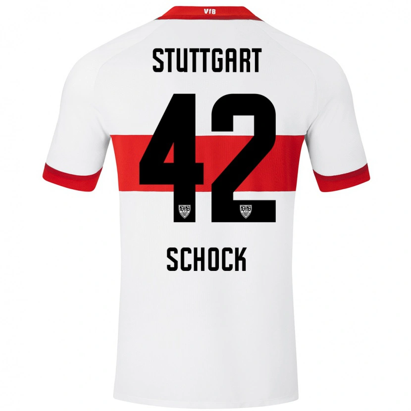 Danxen Dětské Florian Schock #42 Bílá Červená Domů Hráčské Dresy 2024/25 Dres
