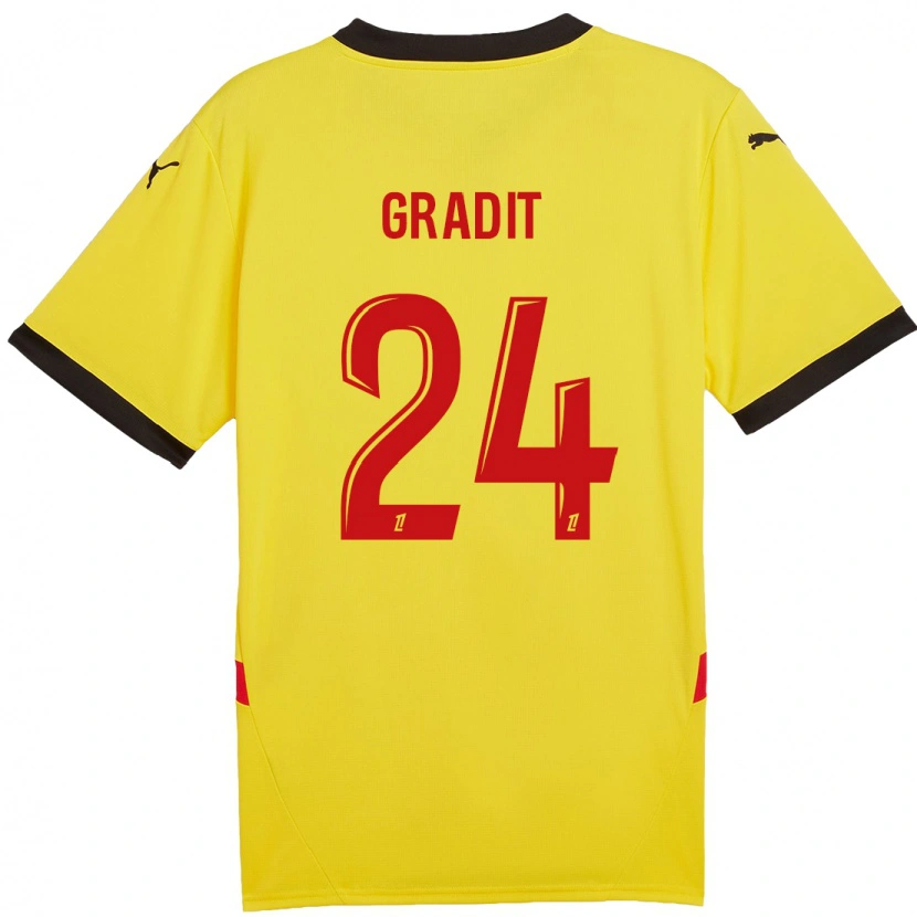 Danxen Dětské Jonathan Gradit #24 Žlutá Červená Domů Hráčské Dresy 2024/25 Dres