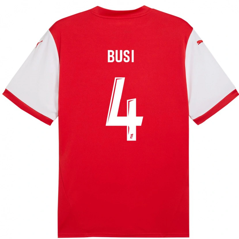 Danxen Dětské Maxime Busi #4 Červená Bílá Domů Hráčské Dresy 2024/25 Dres