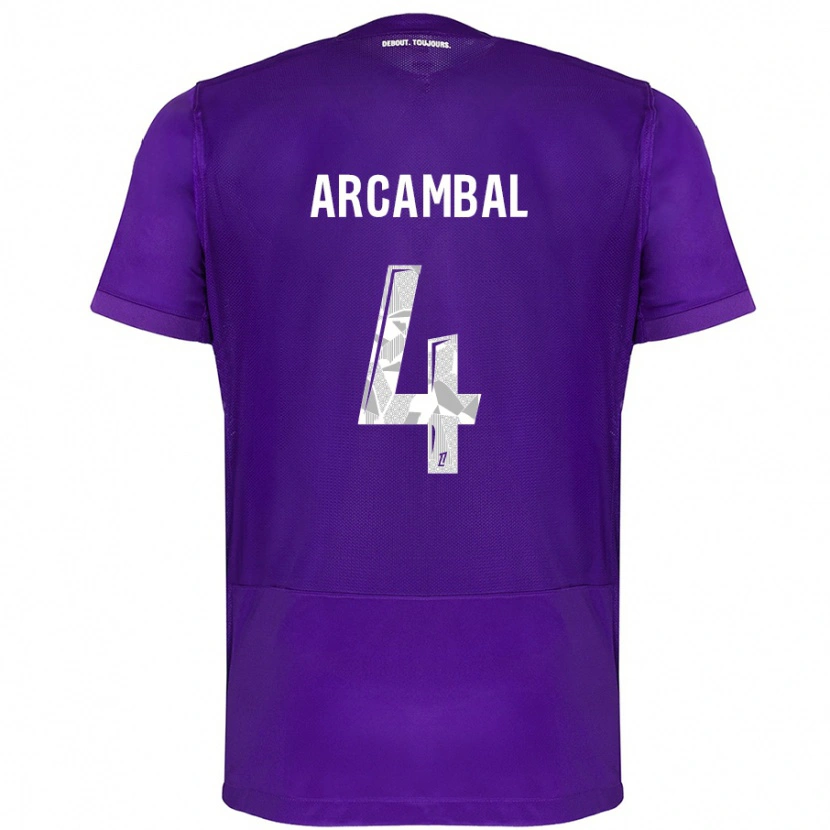 Danxen Dětské Anais Arcambal #4 Fialová Bílá Domů Hráčské Dresy 2024/25 Dres