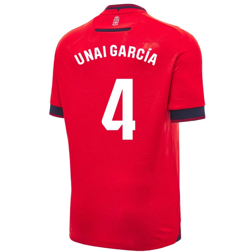 Danxen Dětské Unai García #4 Červená Bílá Domů Hráčské Dresy 2024/25 Dres