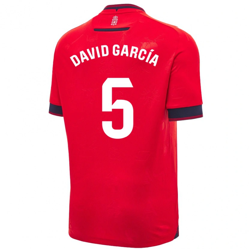 Danxen Dětské David García #5 Červená Bílá Domů Hráčské Dresy 2024/25 Dres
