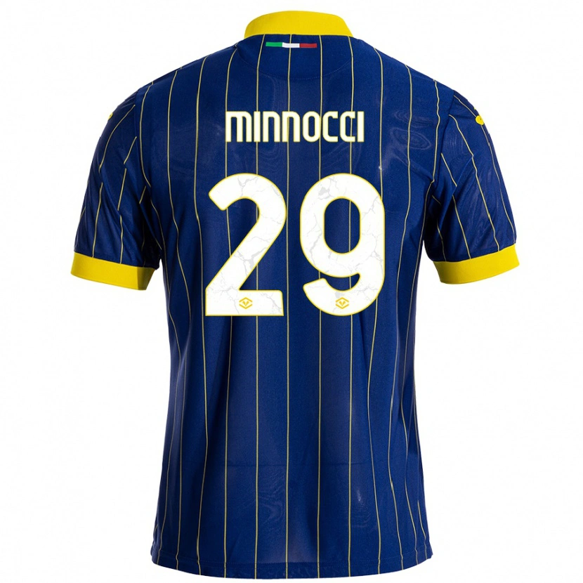 Danxen Dětské Valerio Minnocci #29 Modrá Žlutá Domů Hráčské Dresy 2024/25 Dres